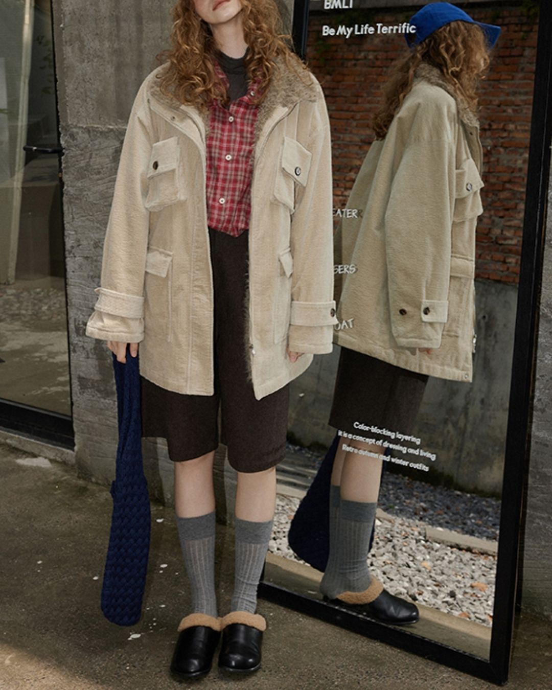 Oversized Checked Cotton Shirt　LS034