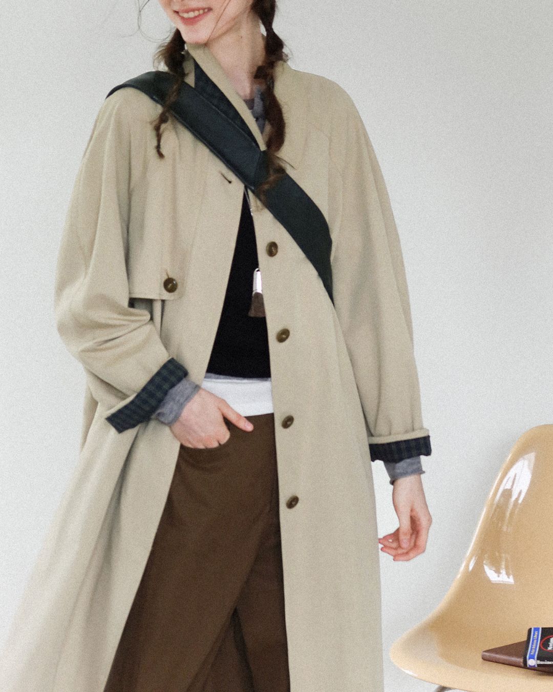Back Pleated Trench Coat　CT001