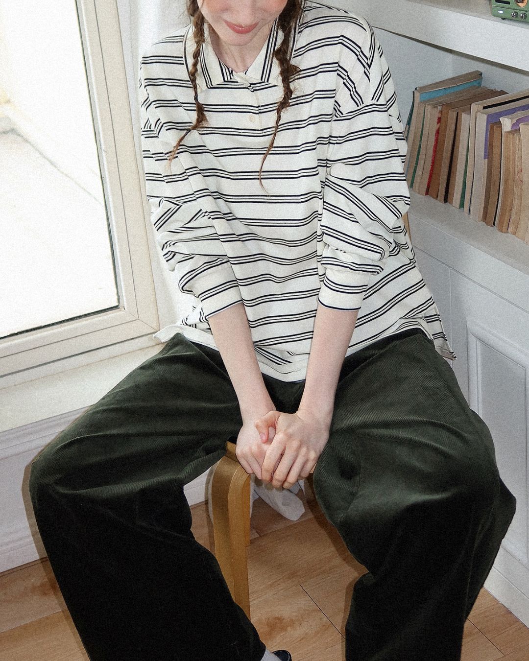 Border L/S Polo Shirt　PS001