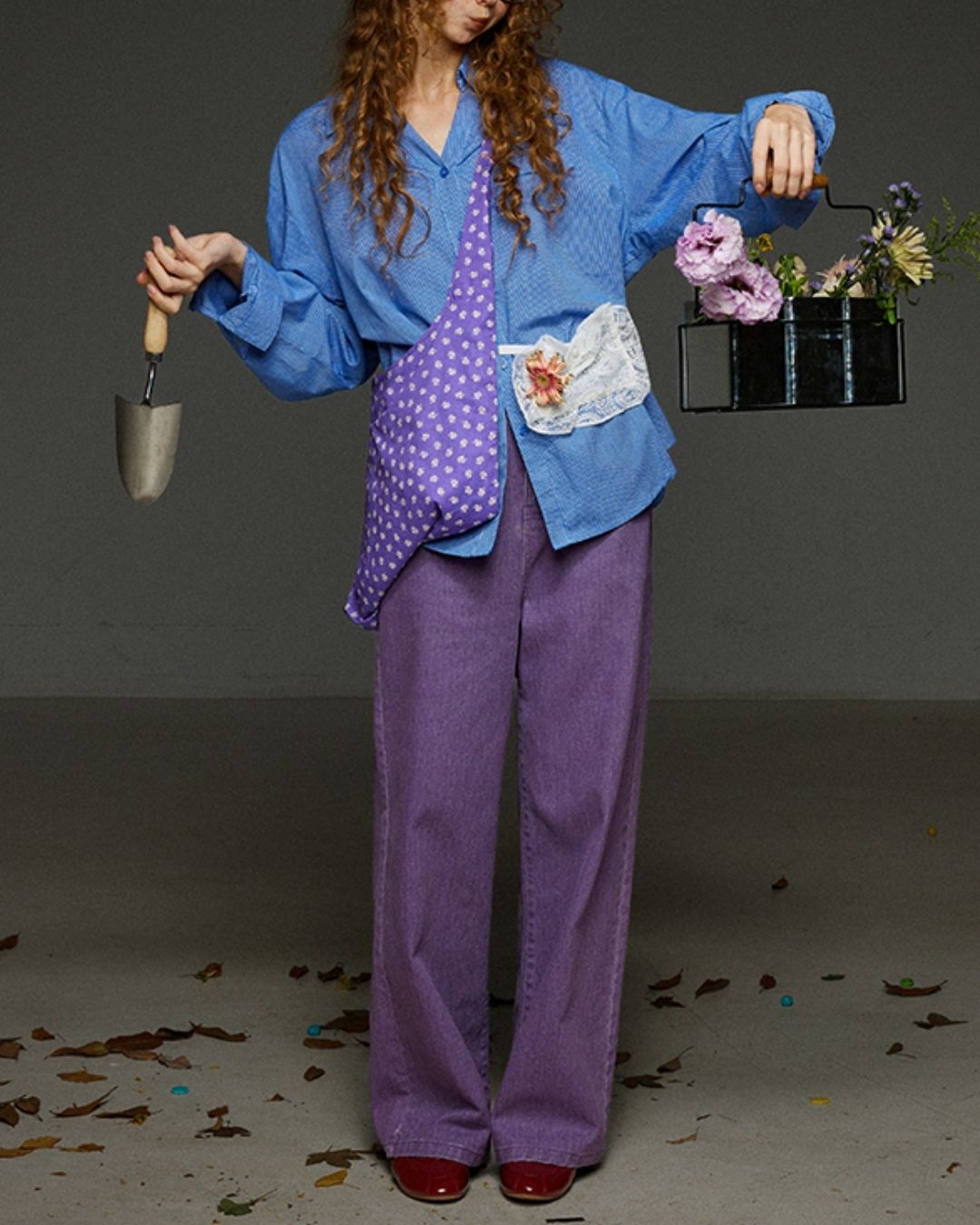 Collared V-neck Loose Shirt　LS029