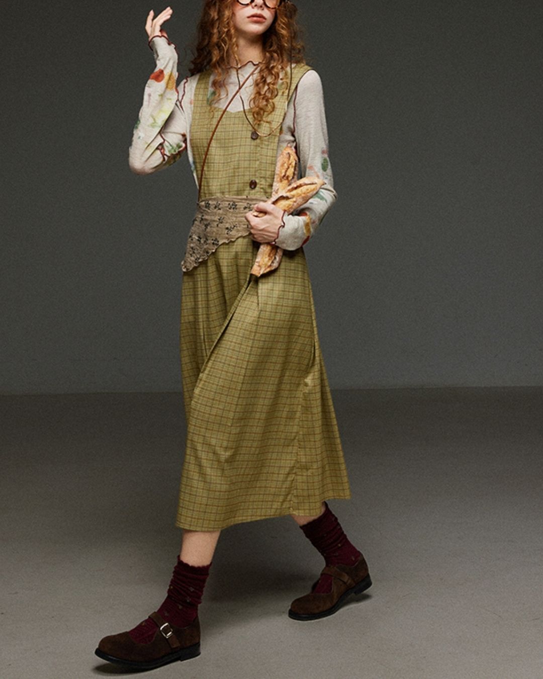 Mellow Frill Stitch Print T-shirt　LT011