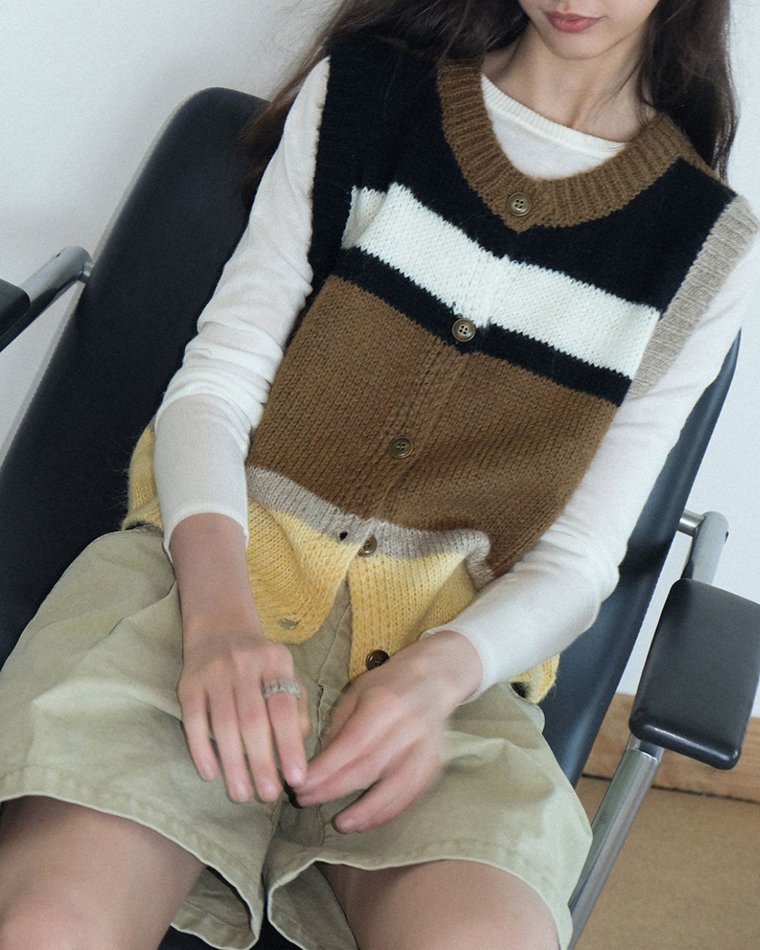 Contrast Color Knit Vest　KN019