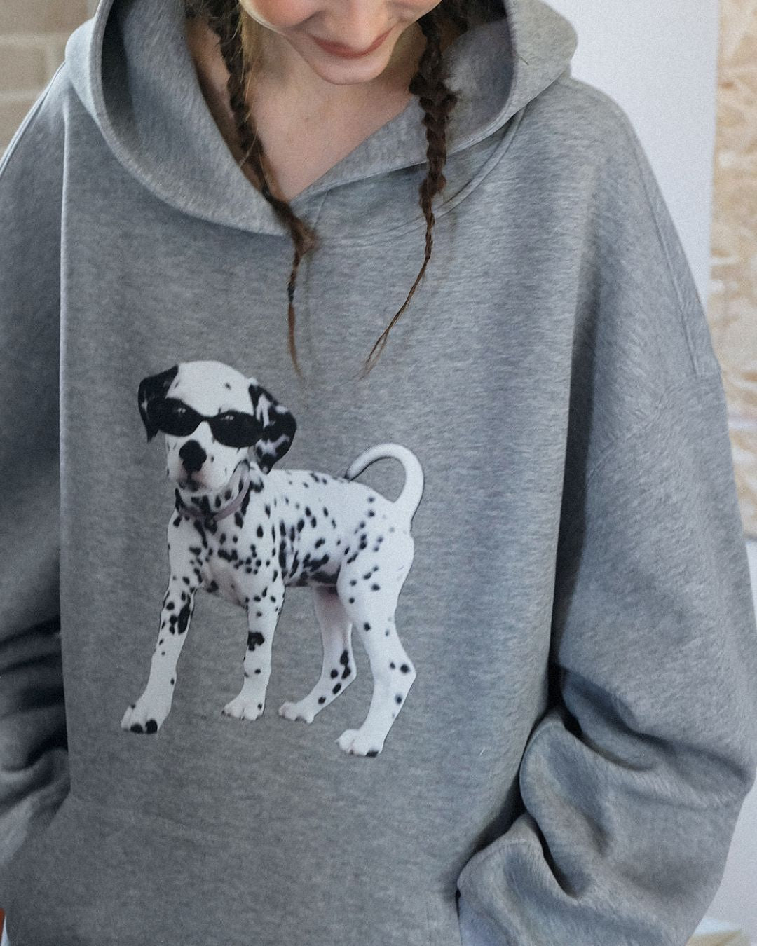 Dalmatian Print Oversized Hoodie　HD002