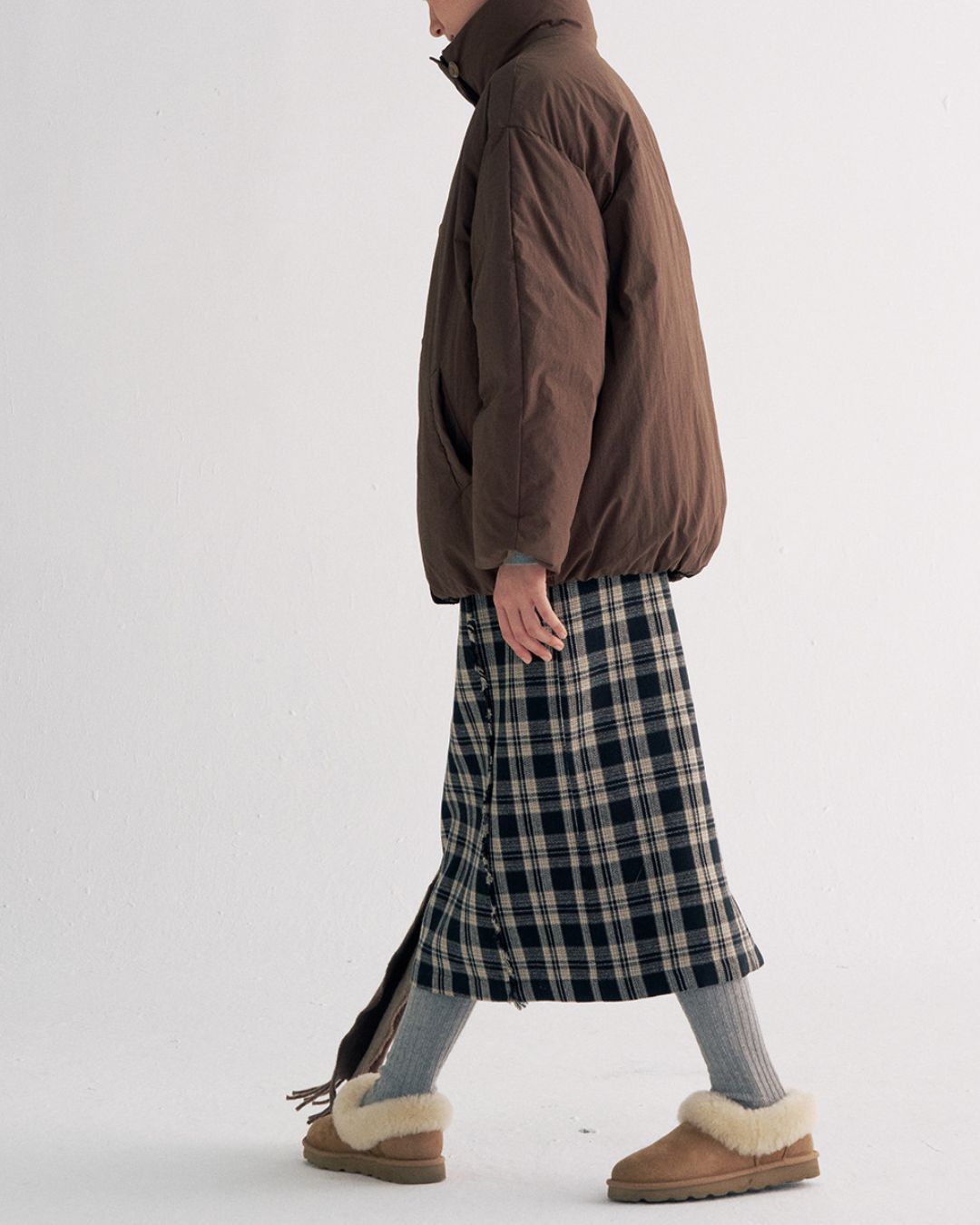 White Duck Down Gathered Jacket　JK079