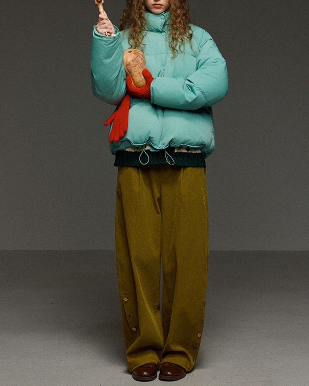Corduroy Floral  Wide Pants　PT028