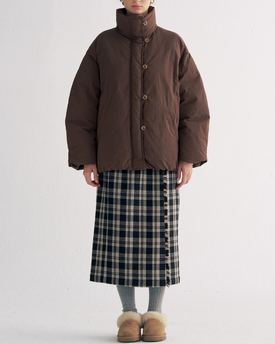 White Duck Down Gathered Jacket　JK079