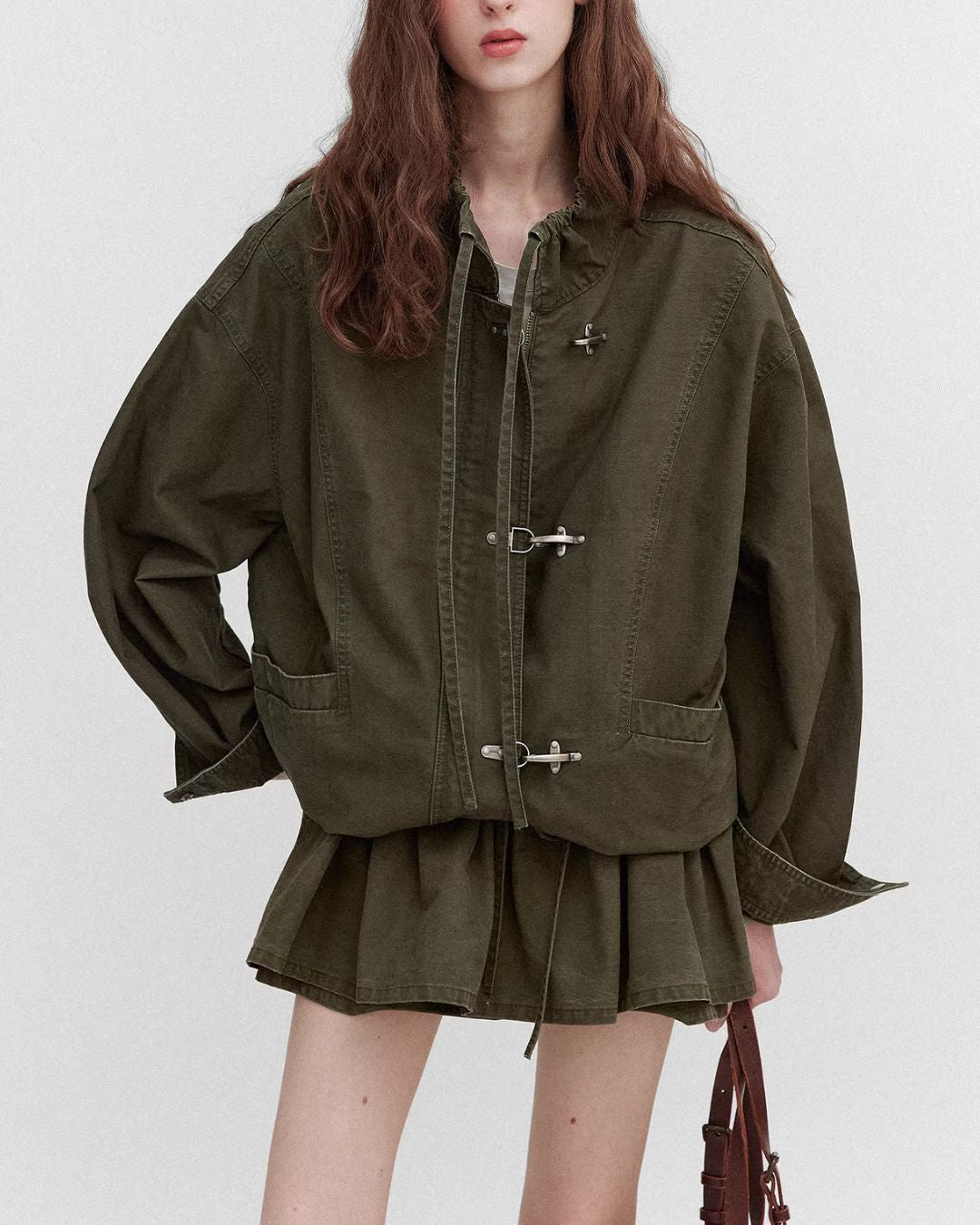 Vintage Metal Button Denim Jacket & Gathered Shorts　JK090