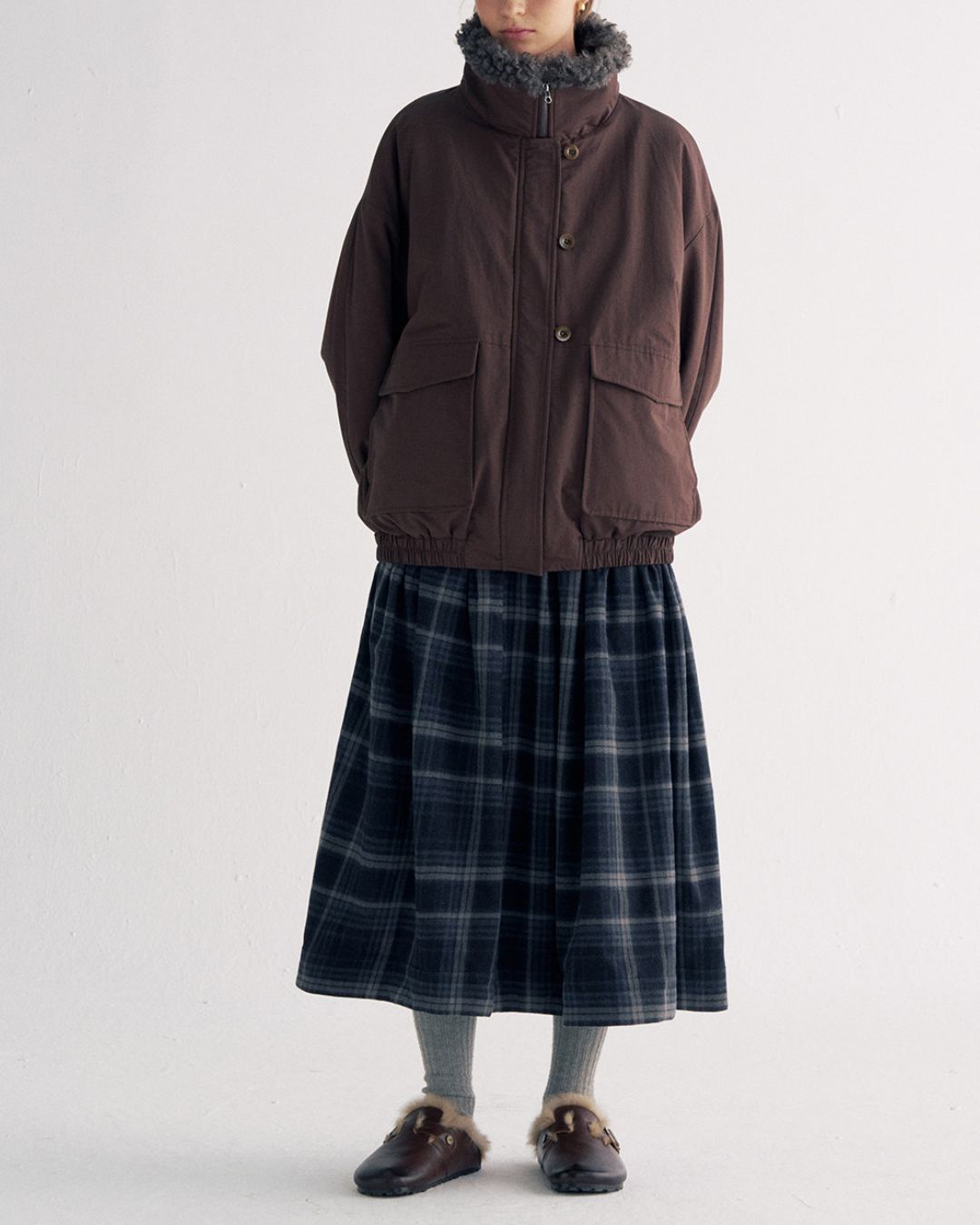 Stand-up Boa Collar Padded Jacket　JK077