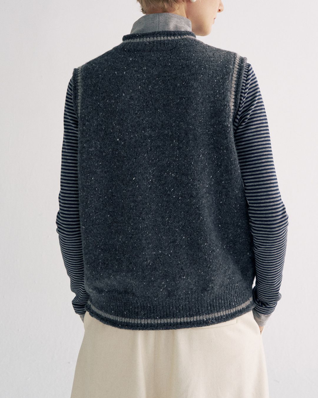 Color Block Faux Layer High Neck Knit　KN083