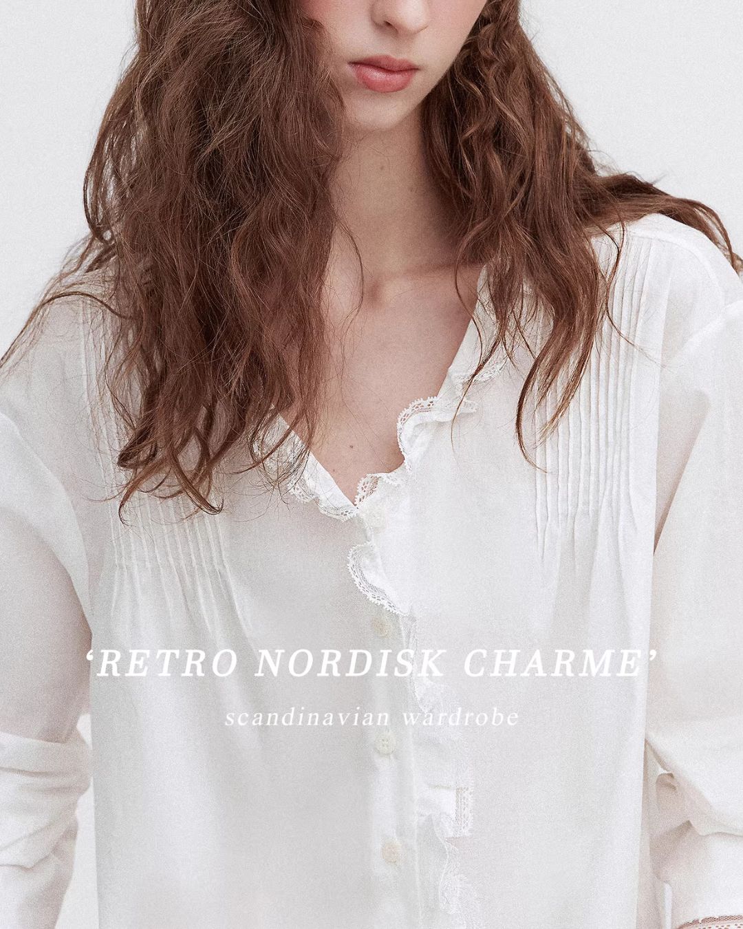 Frilled V-neck Lace Embroidered Shirt　LS067