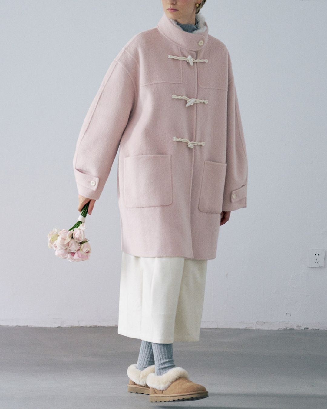 Stand Collar Duffle Check Coat　CT031