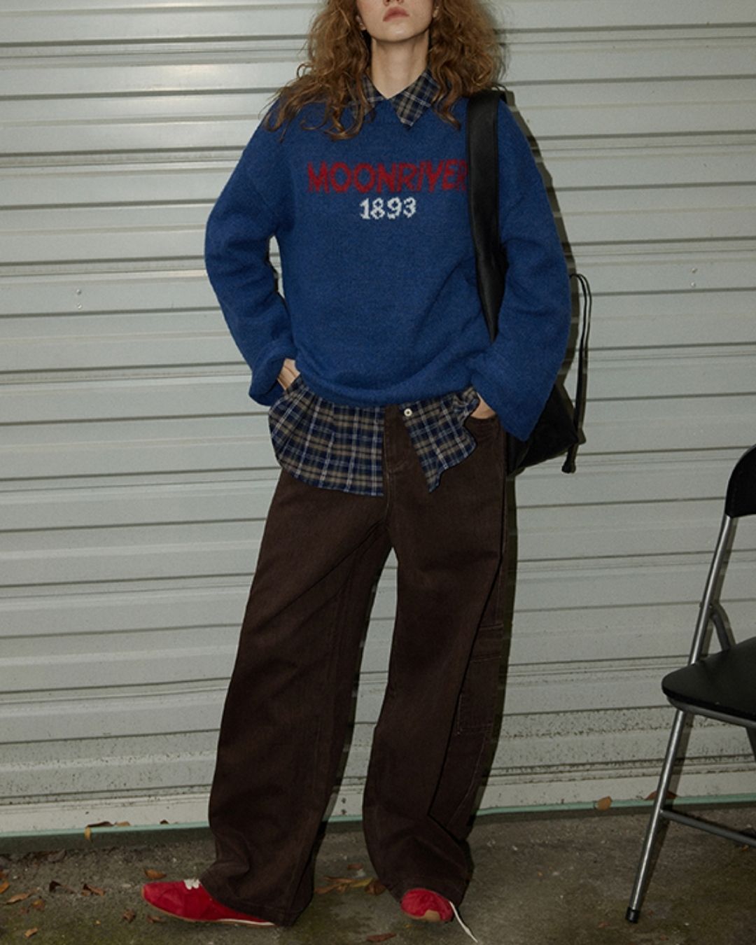 Oversized Checked Cotton Shirt　LS034