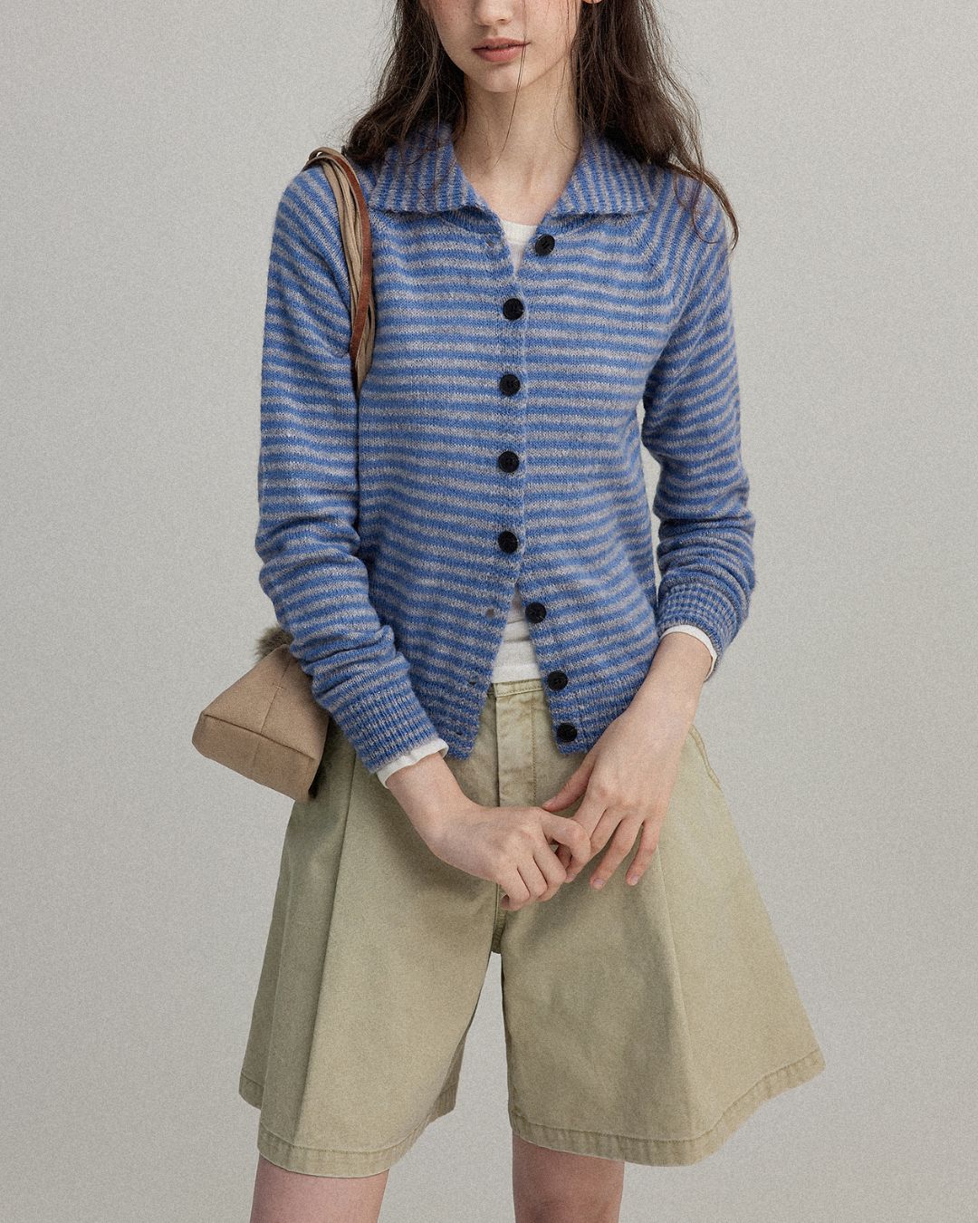 Collared Border Knit Cardigan　KN020