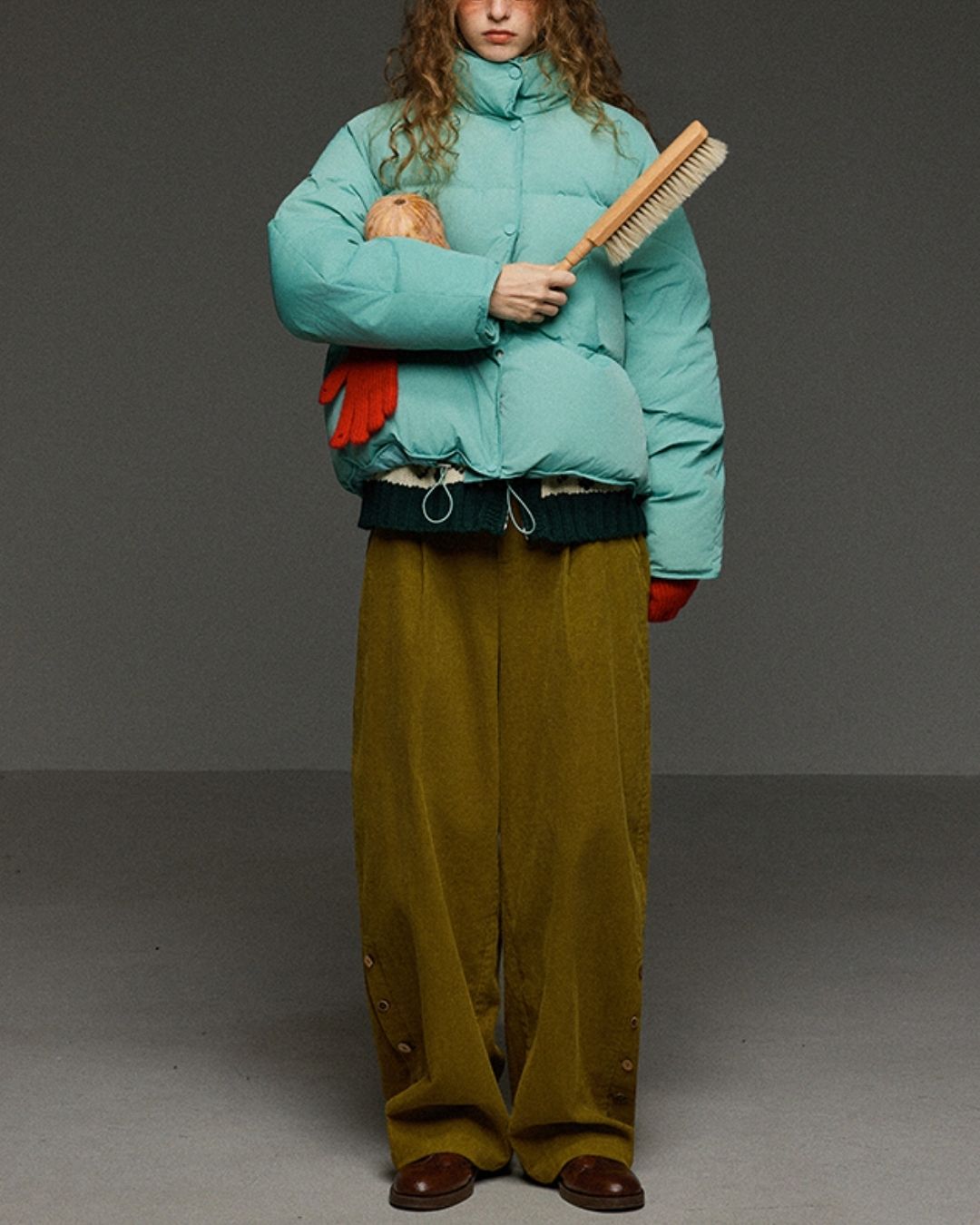 Corduroy Floral  Wide Pants　PT028