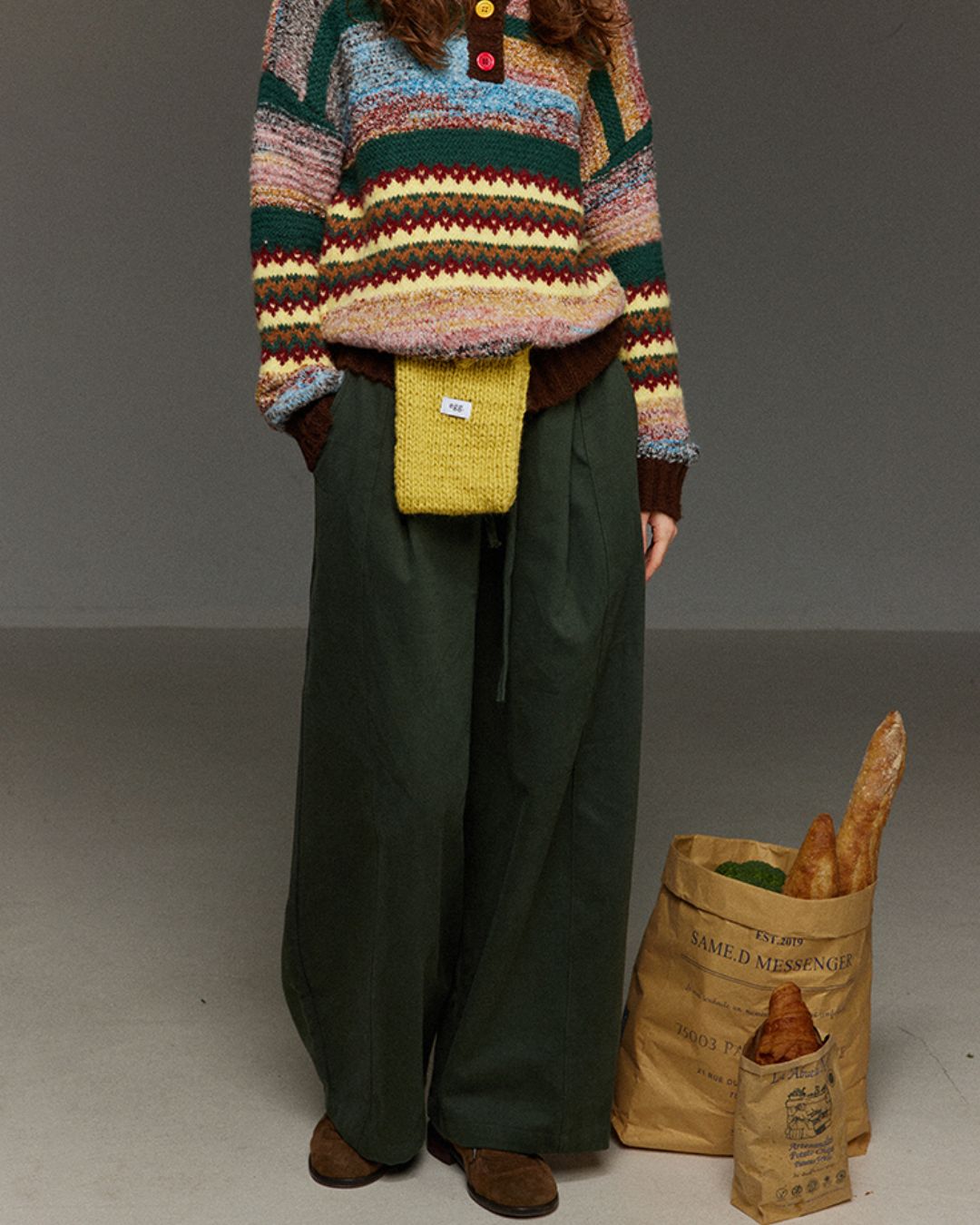 Drawstring Tuck Wide Denim Pants　DP011