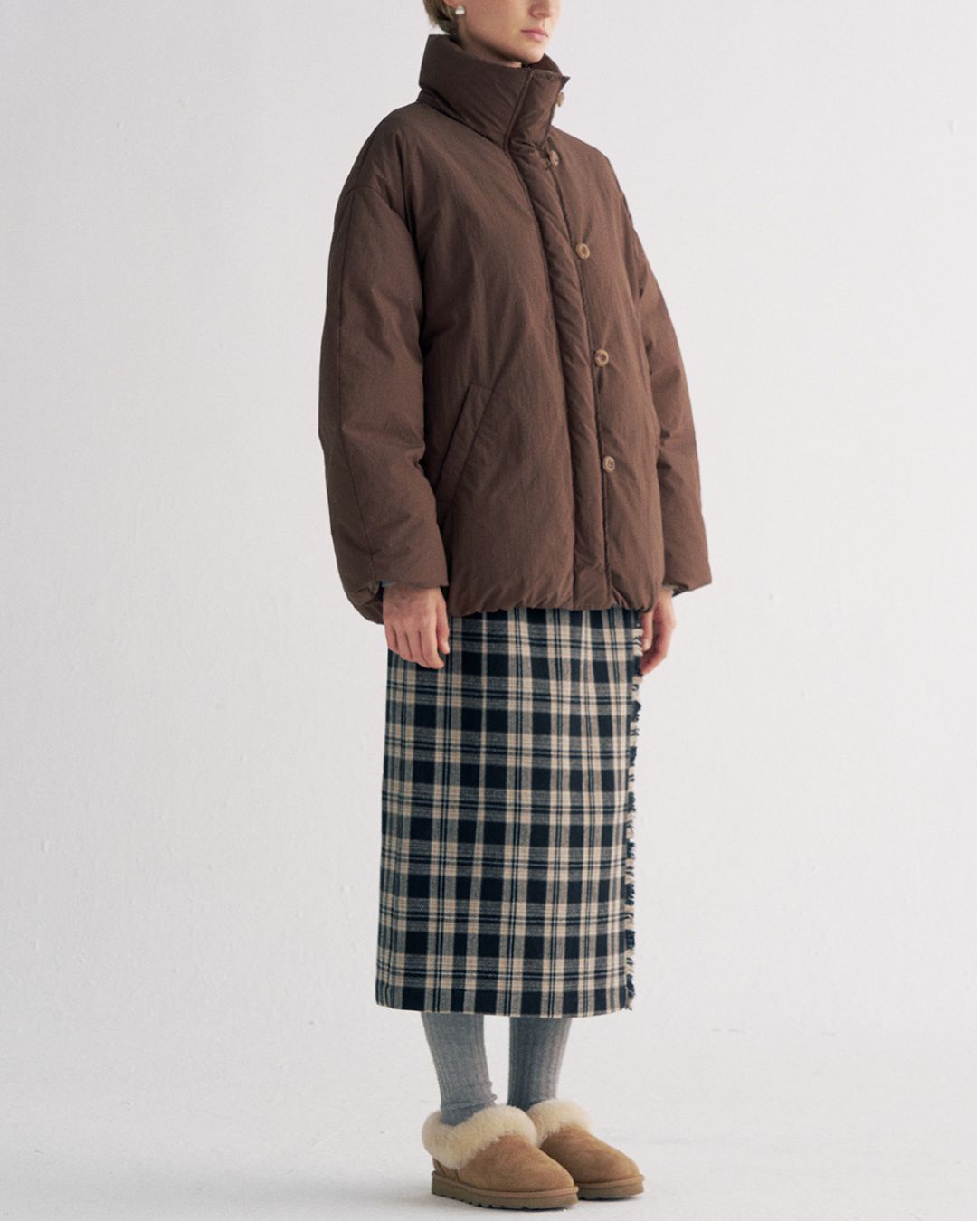 White Duck Down Gathered Jacket　JK079