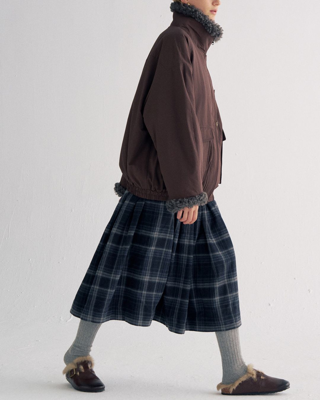 Stand-up Boa Collar Padded Jacket　JK077