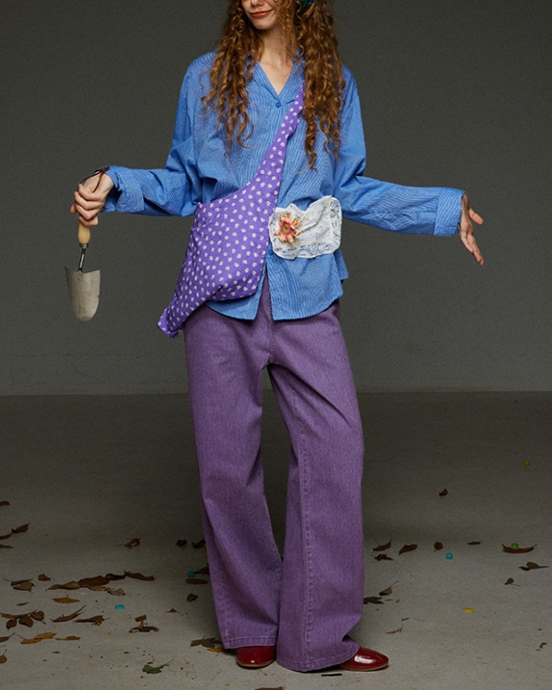 Collared V-neck Loose Shirt　LS029