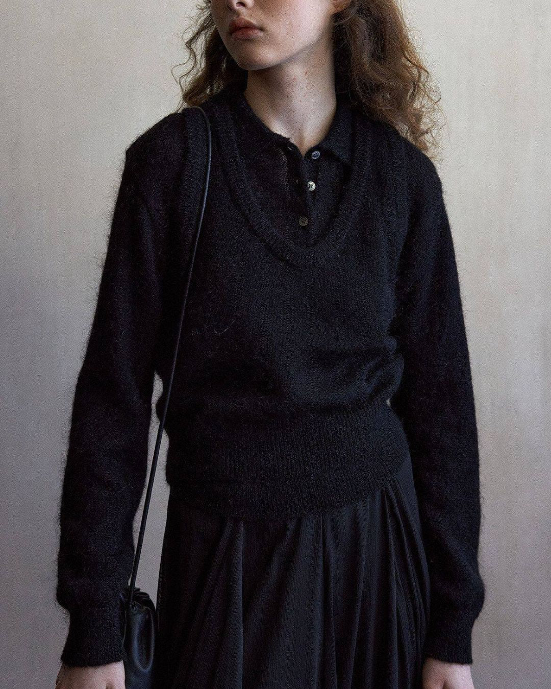 Fluffy U-neck Knit Vest　VT022
