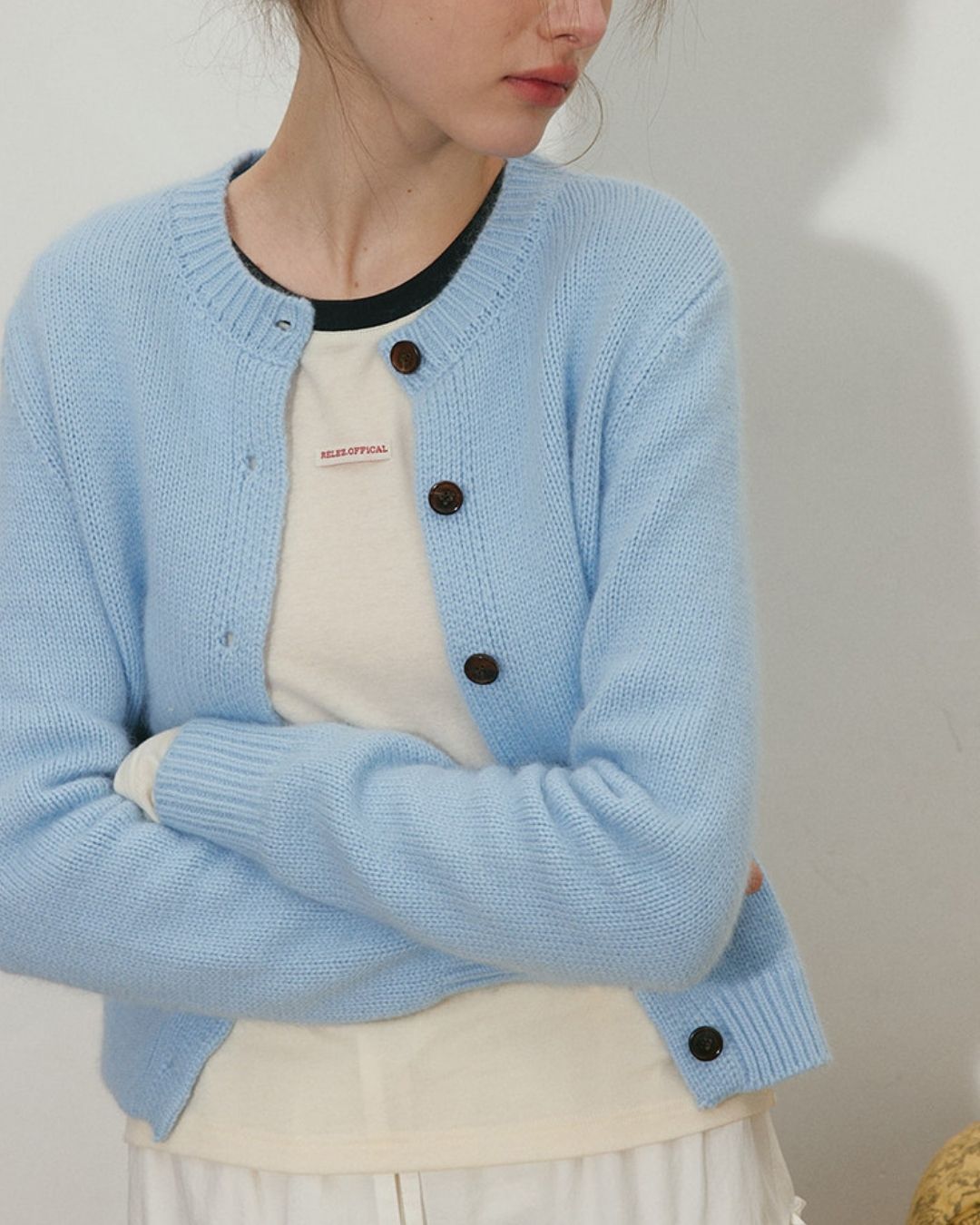 Round Neck Retro Fluffy Knit Cardigan　KN115
