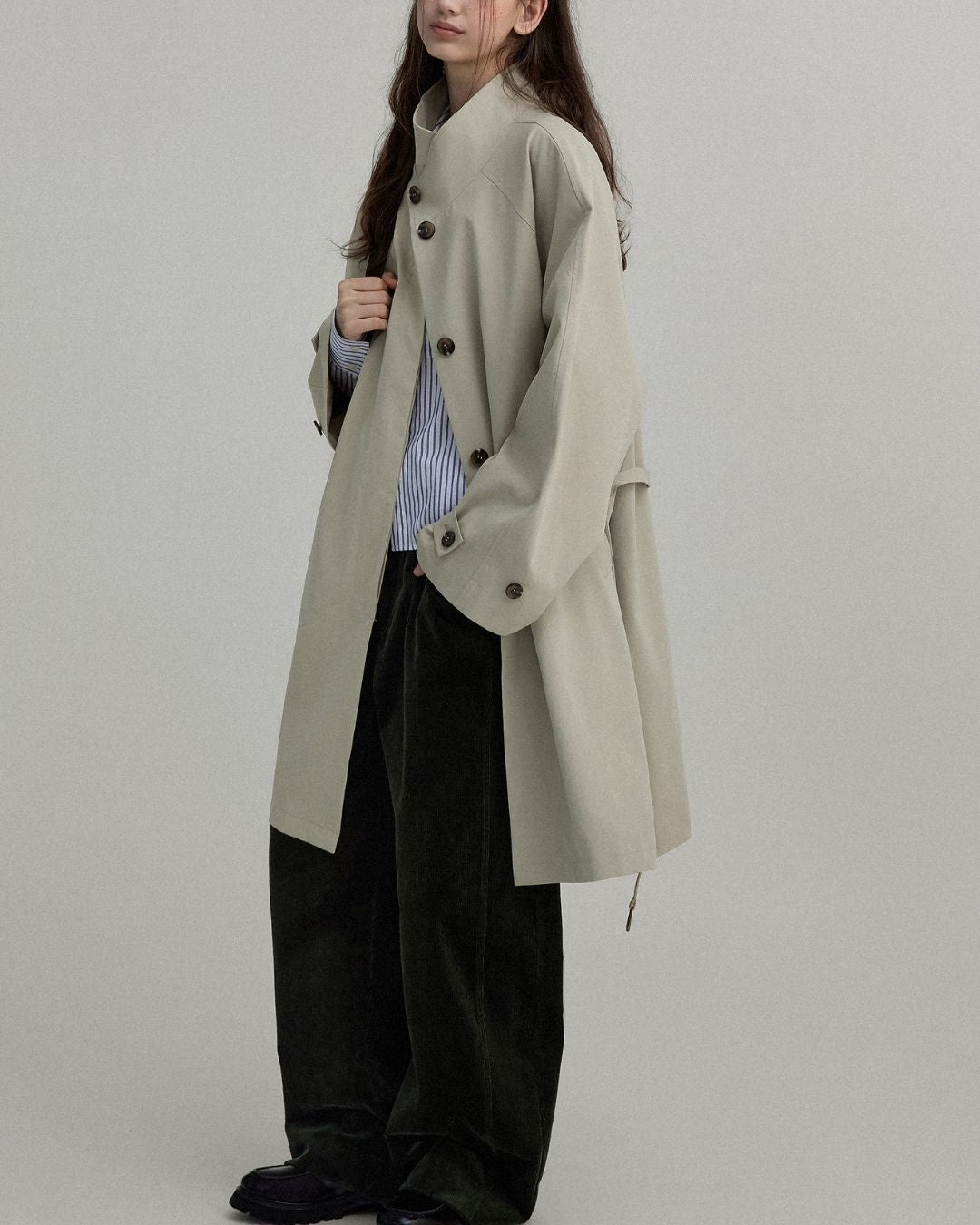 Stand Collar A-line Coat　CT002