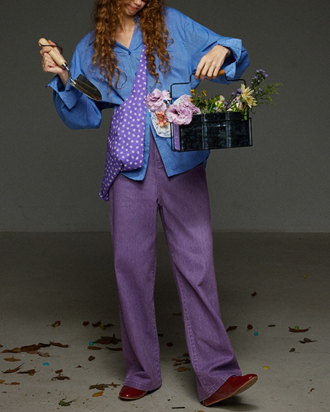 Collared V-neck Loose Shirt　LS029