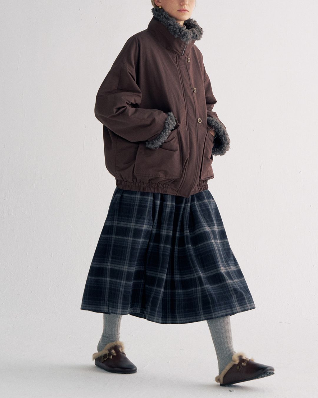 Stand-up Boa Collar Padded Jacket　JK077