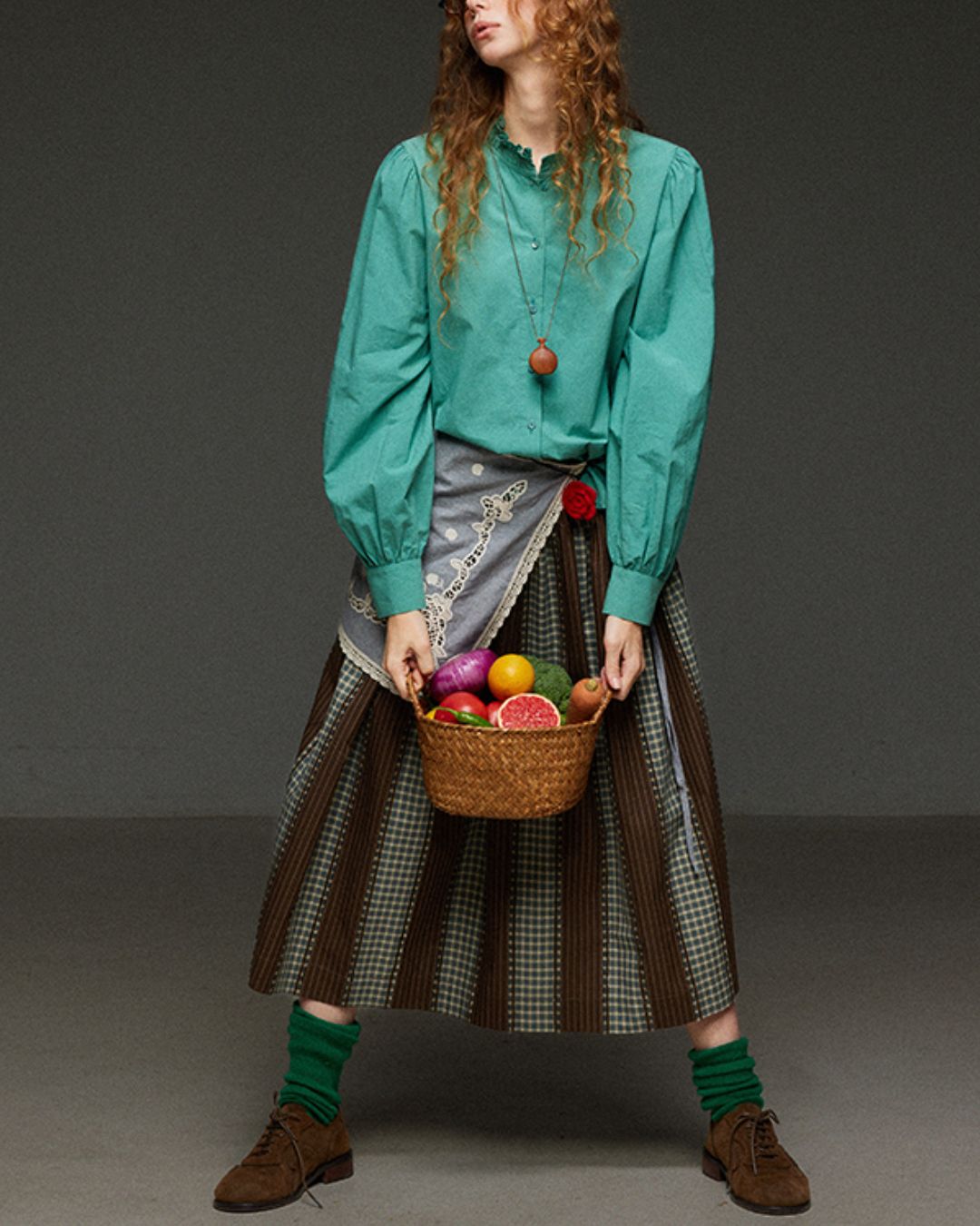 Check And Striped Contrast Color Skirt　SK007