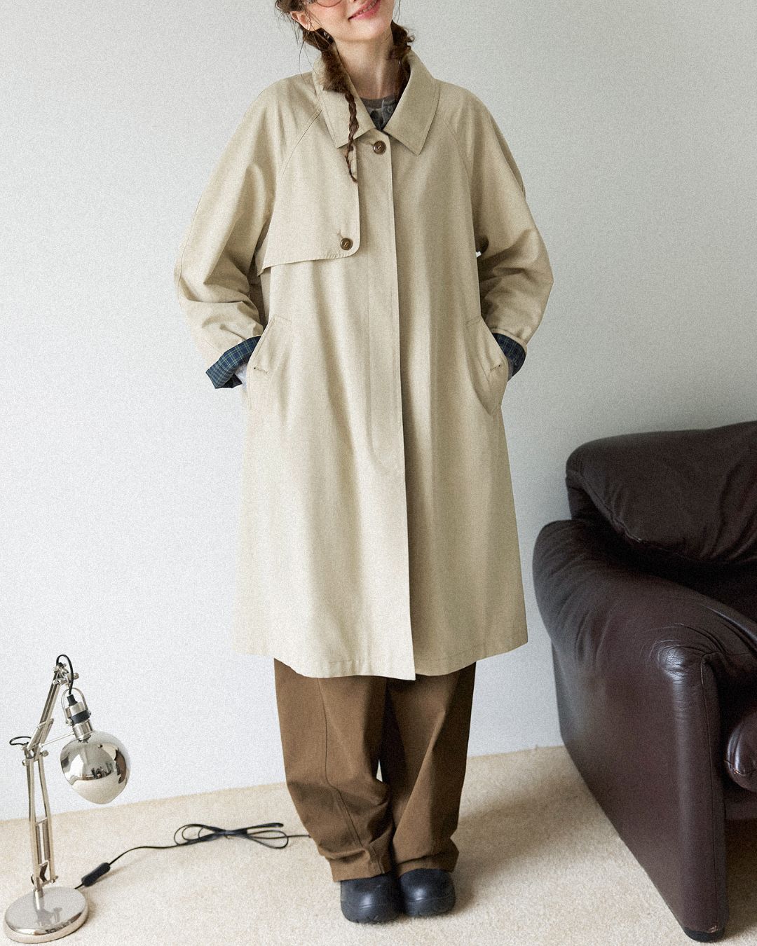 Back Pleated Trench Coat　CT001