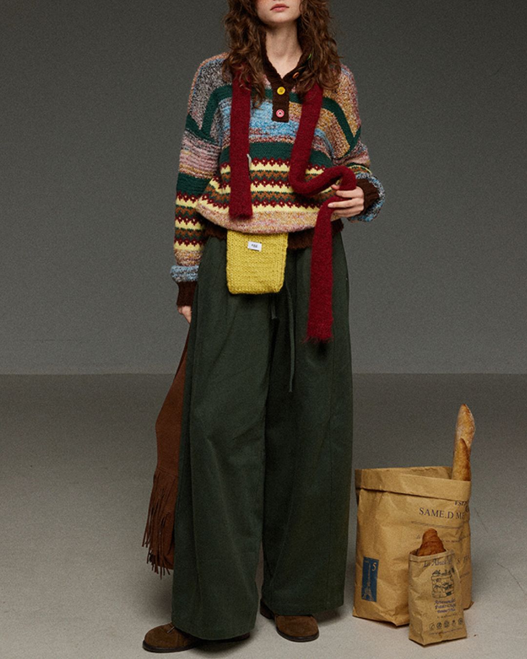 Drawstring Tuck Wide Denim Pants　DP011