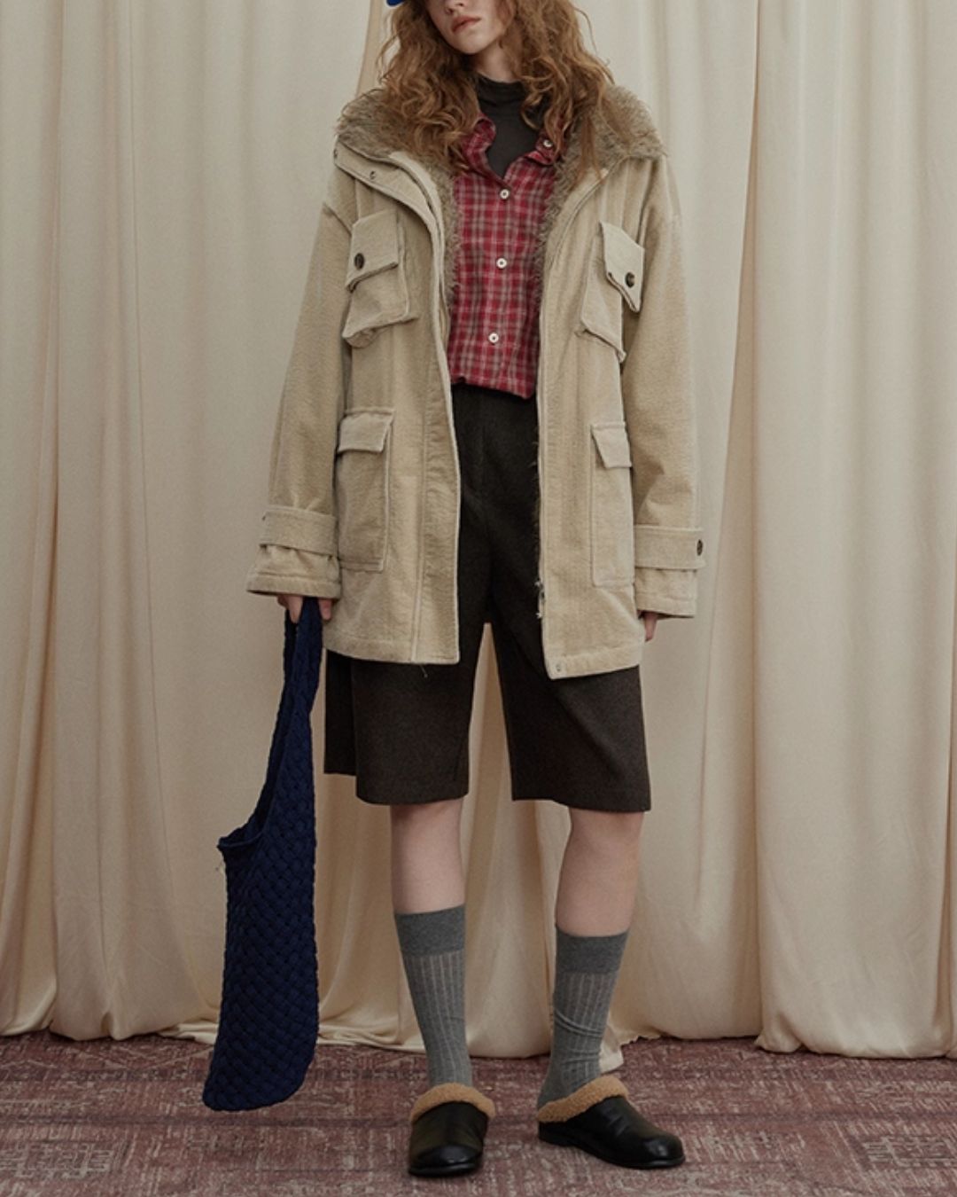 Fur-lined Corduroy Work Jacket　JK045