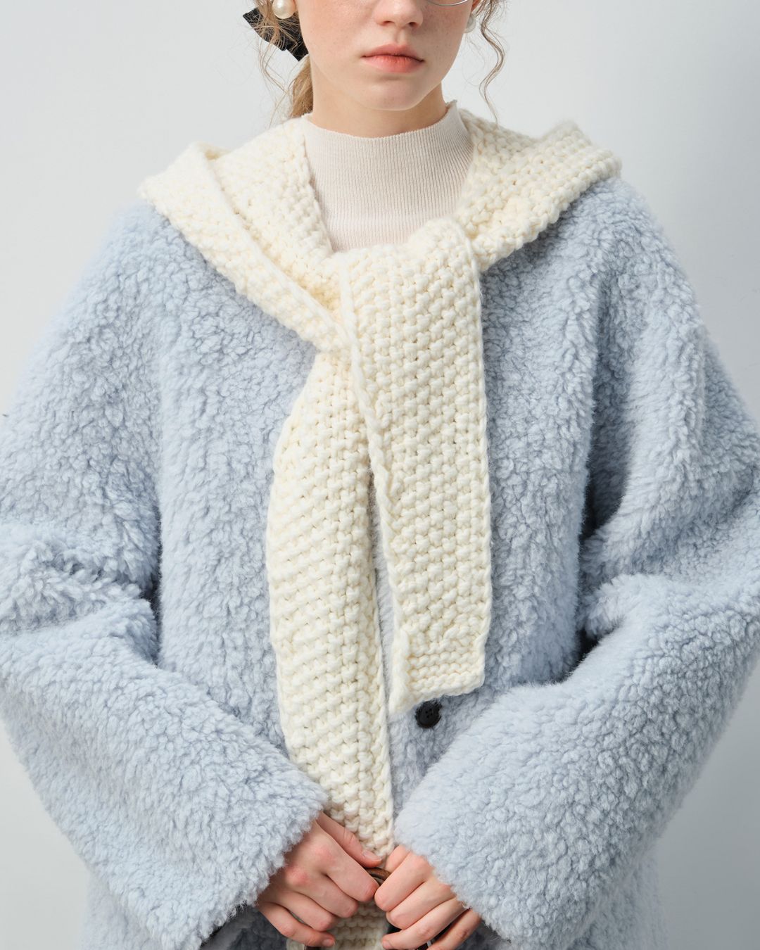 Sheep Boa V-Neck Relaxed Coat　CT016
