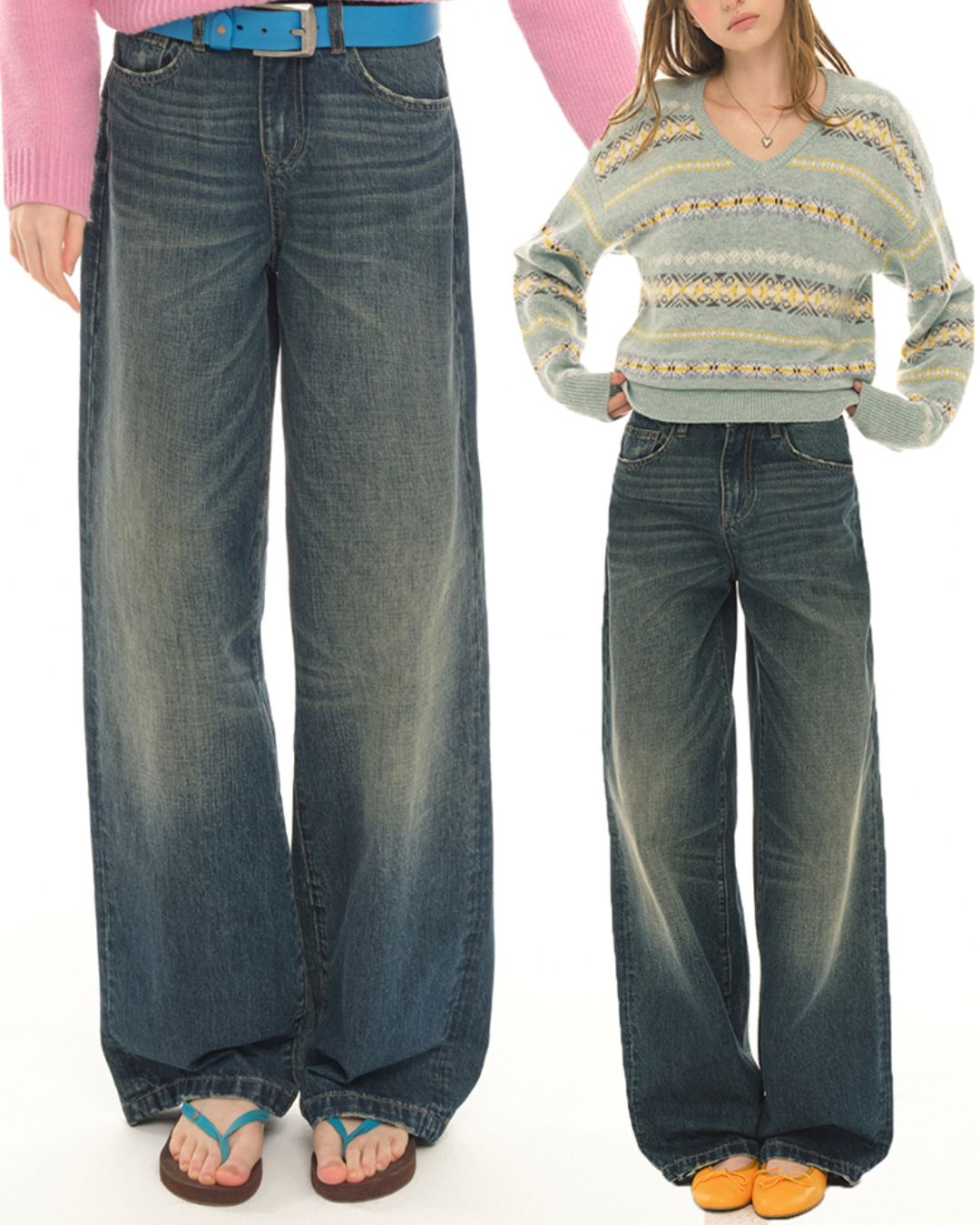 Washed Wide Straight Jeans　DP006