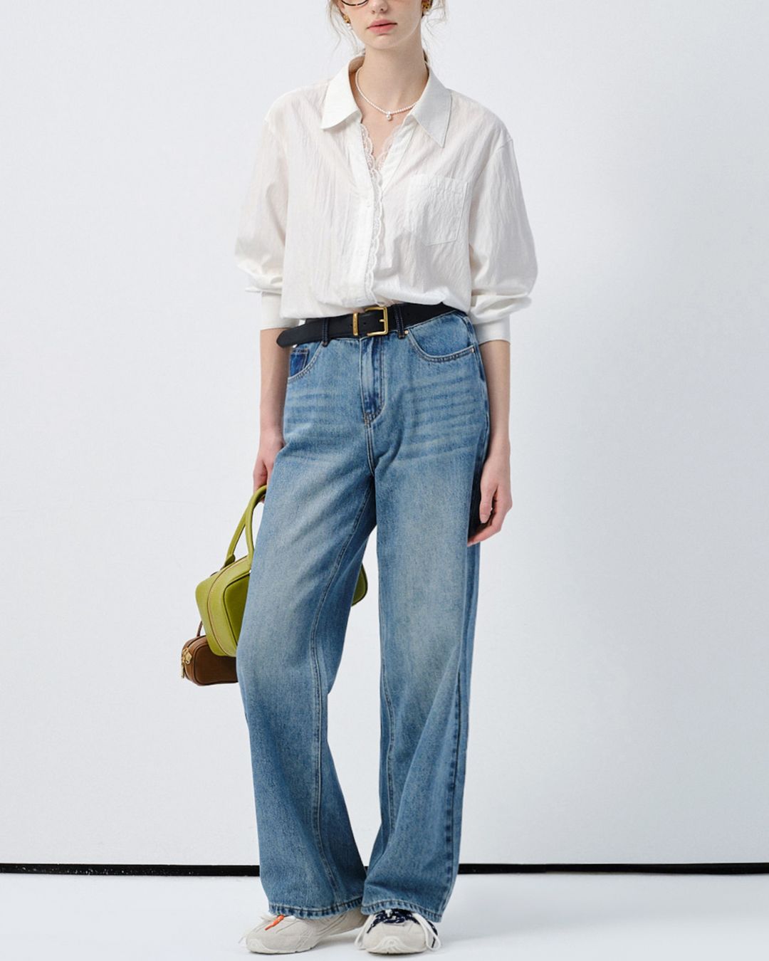 Lace V-neck French Shirt　LS033