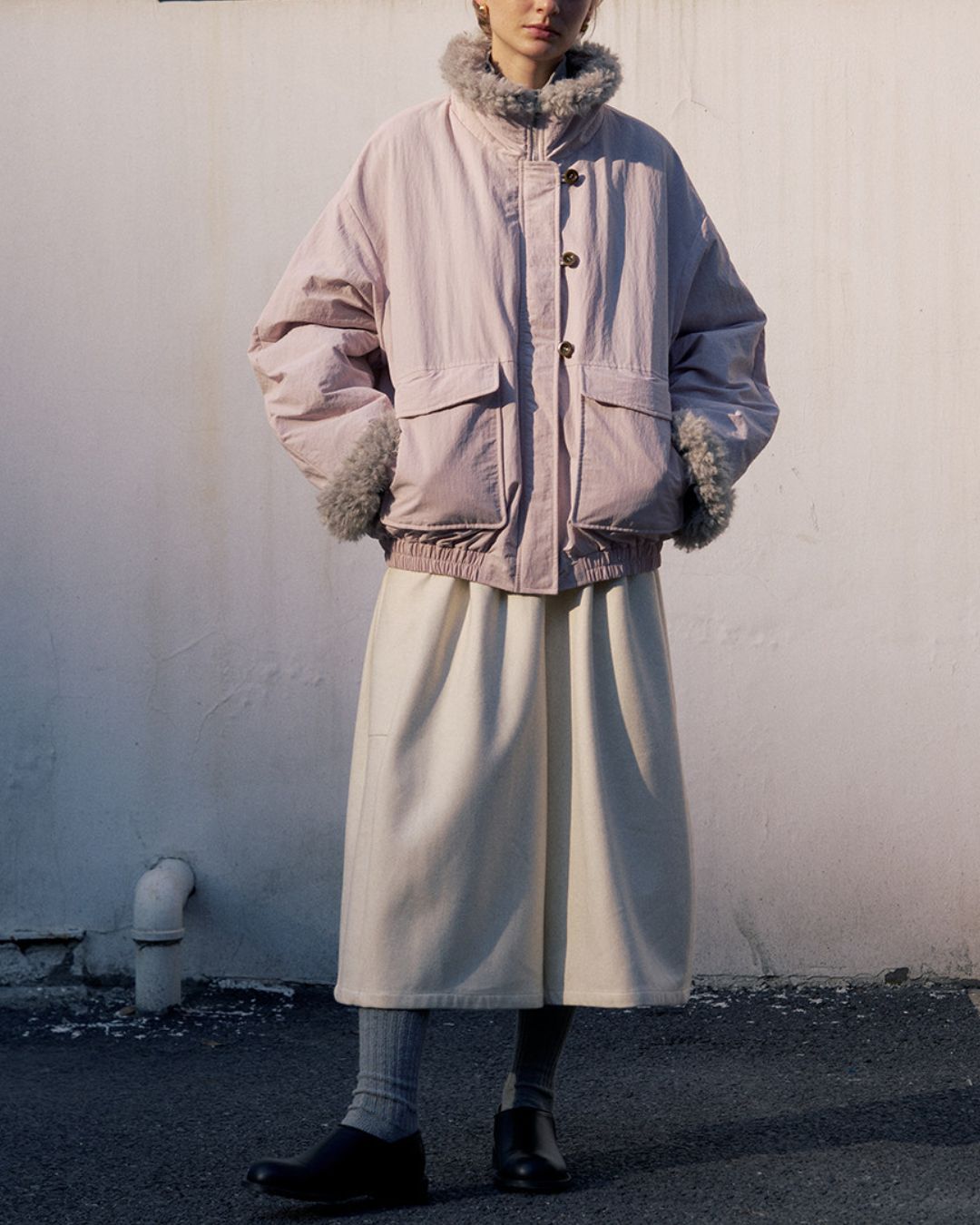 Stand-up Boa Collar Padded Jacket　JK077