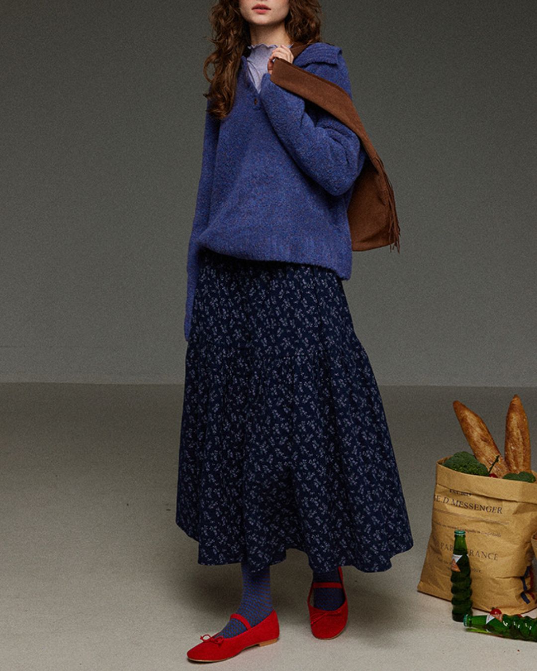 Half-button Collar Knit Pullover　KN055