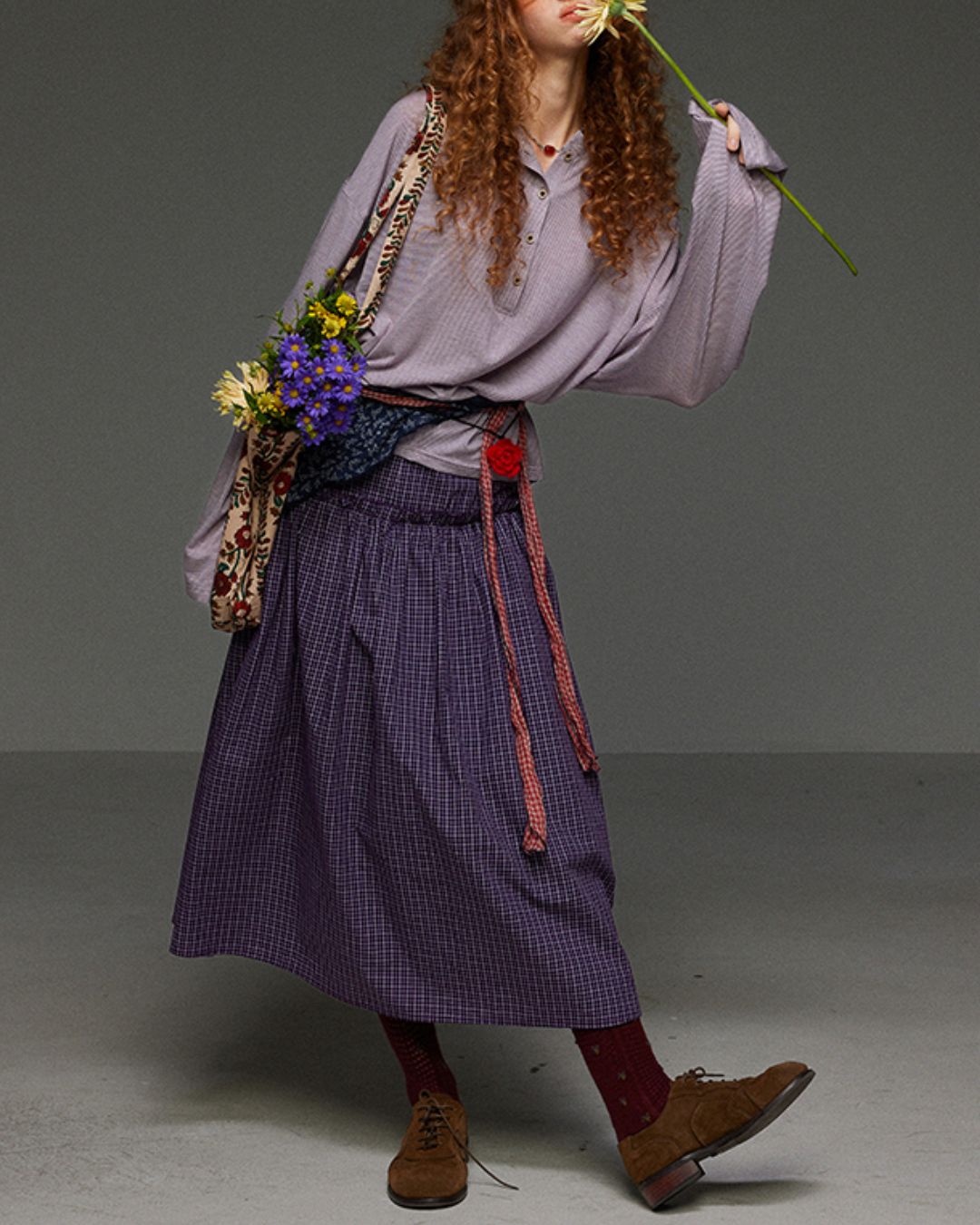 Henley Neck Loose Stripe Knit　KN035