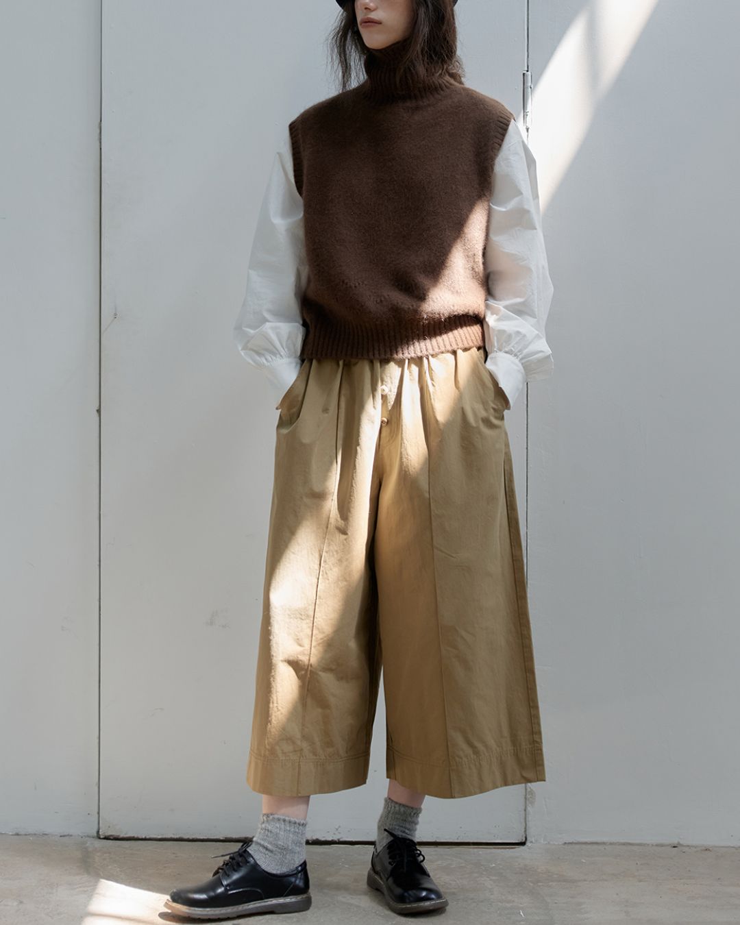 Draped Wide Cropped Pants　PT012