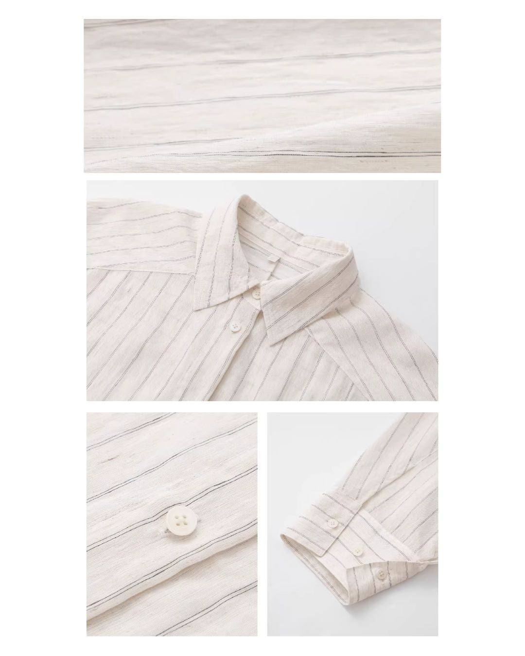 Linen Blend Oversized Striped Shirt　LS064