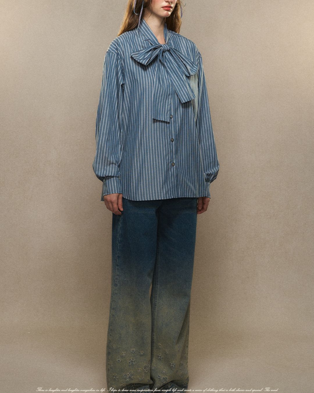 Bowtie Striped Shirt　LS019