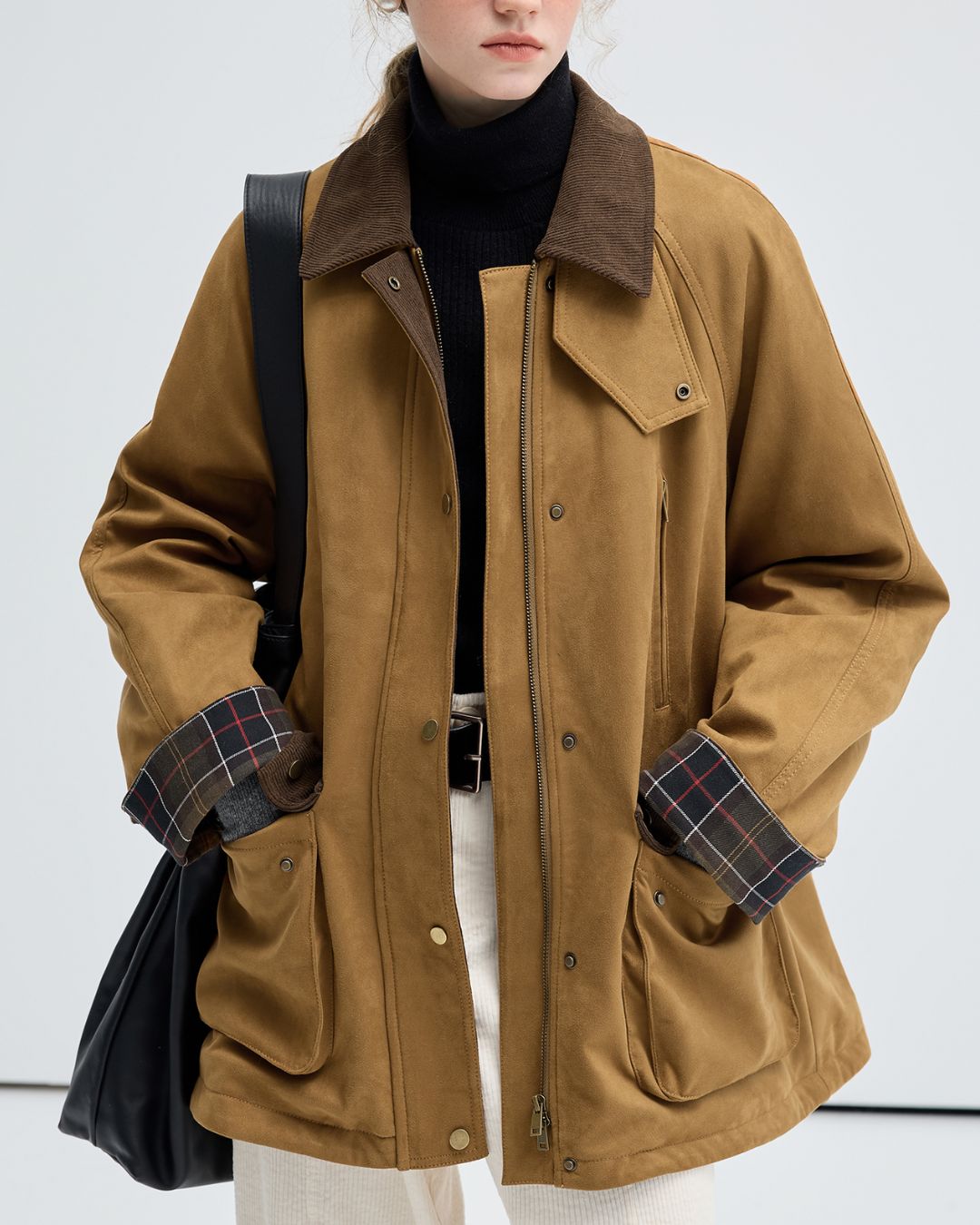 Contrast Color Suede Quilted Jacket　JK075