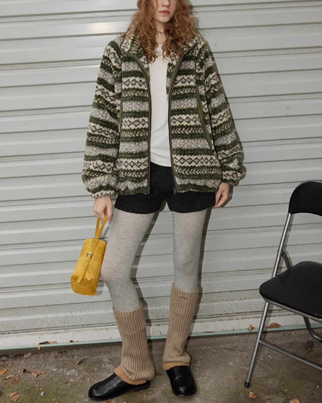 Fleece All-over Border Jacket　JK042