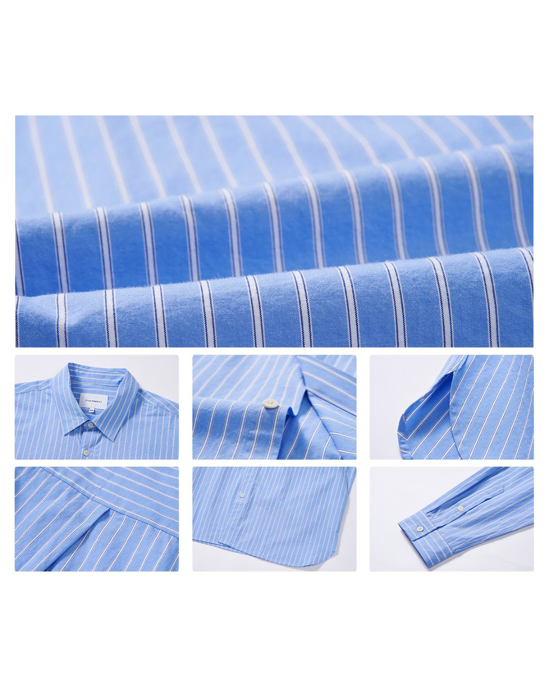 Blue Striped Cropped Shirt　LS052