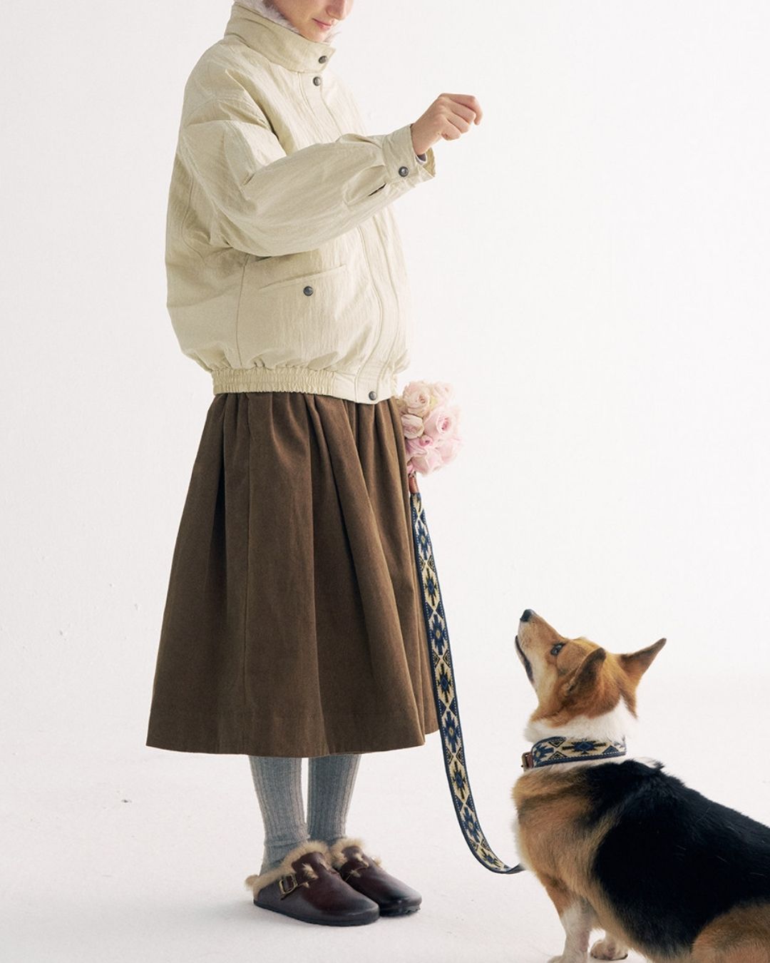 Detachable Fur Collar Quilted Jacket　JK078