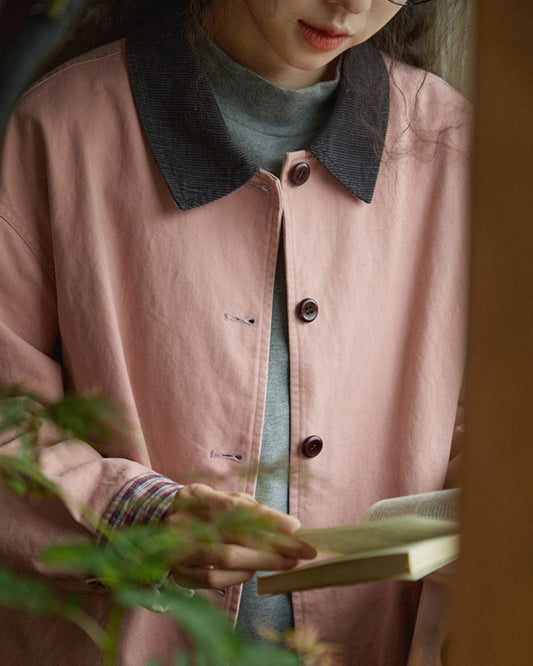 Contrast Collar Vintage Jacket　JK088