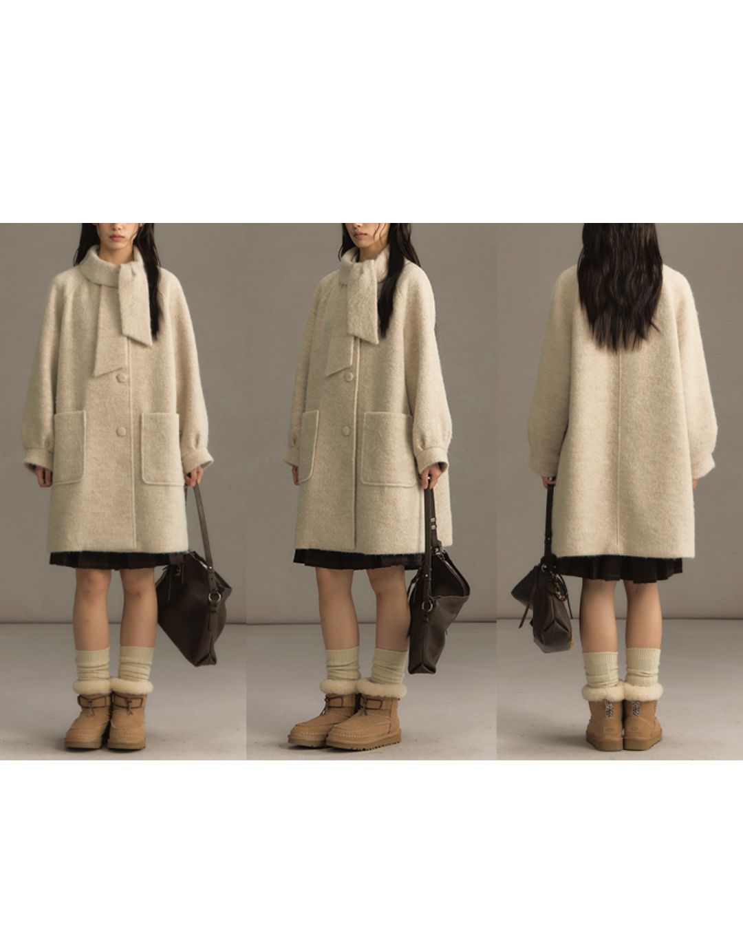 Bowtie Collar A-line Coat　CT023