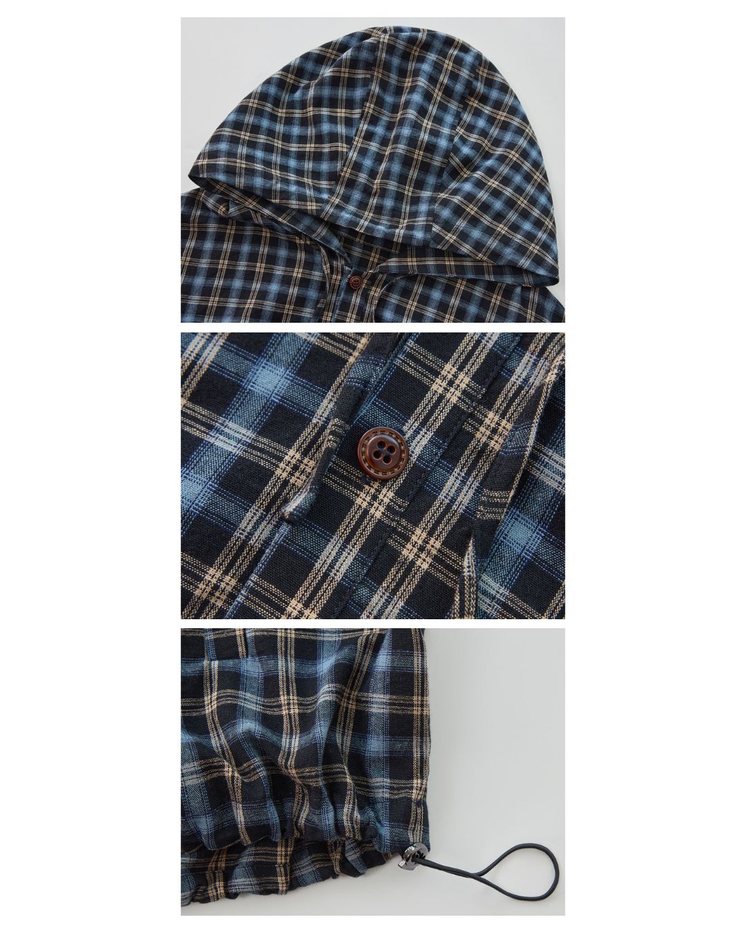 Striped ＆ Checked Hooded Shirt　LS010