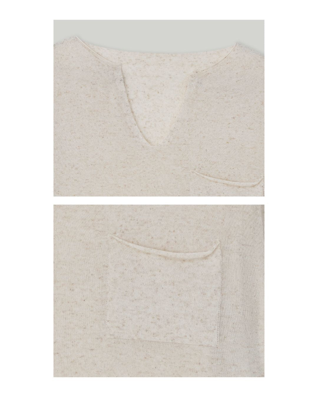 Natural Linen V-neck T-shirt　LT003