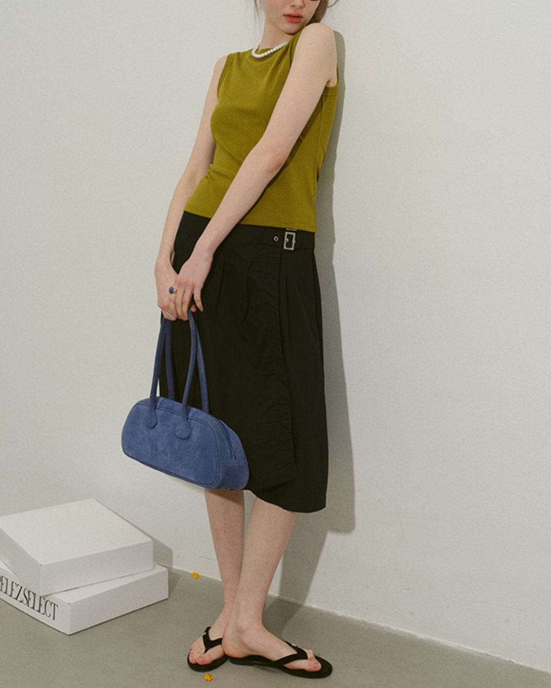 A-line Knee-length Wrap Skirt　SK022
