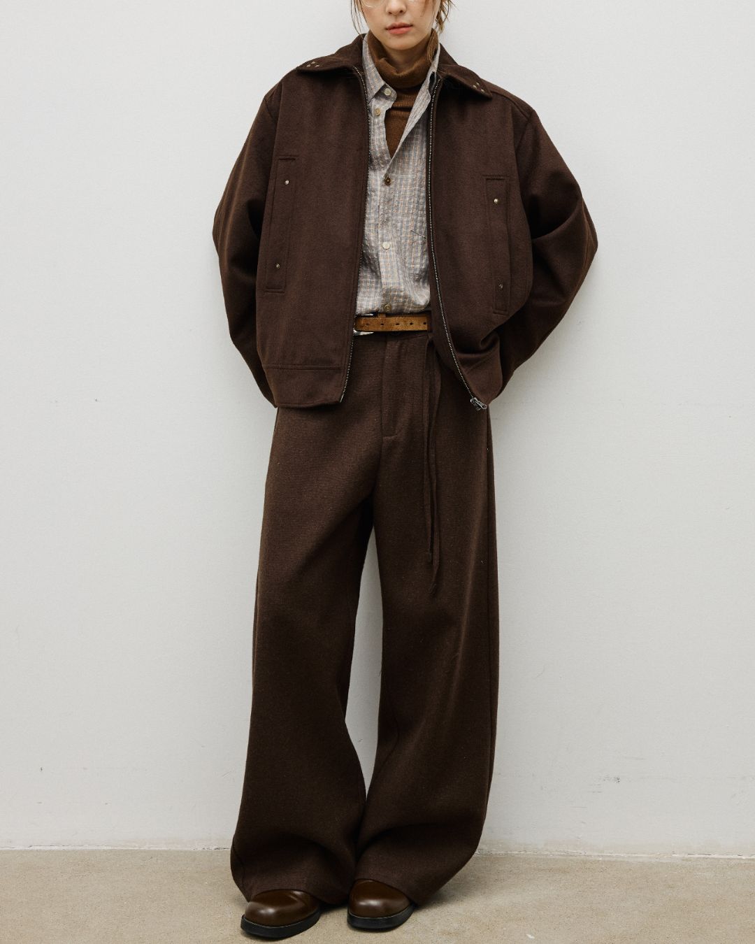 String-decorated Wool Wide Pants　PT022